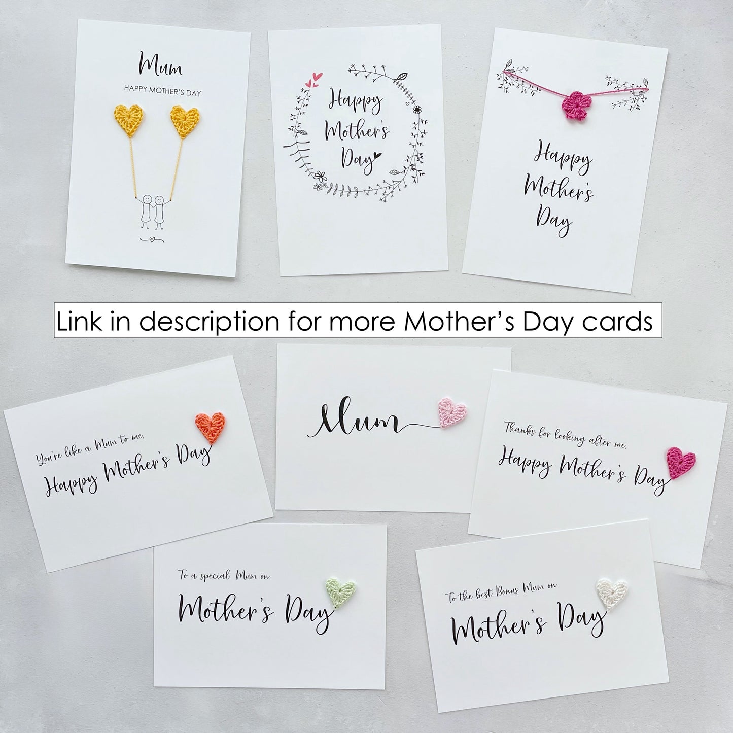 Mother's Day card with crochet hearts - card for knitter - crafter