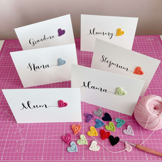 Mother's Day crochet heart card