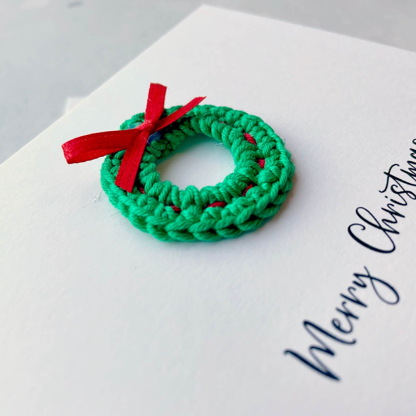Crochet wreath Christmas card