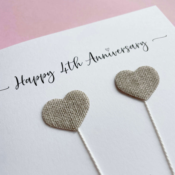 Personalised 4th anniversary card (Linen anniversary)