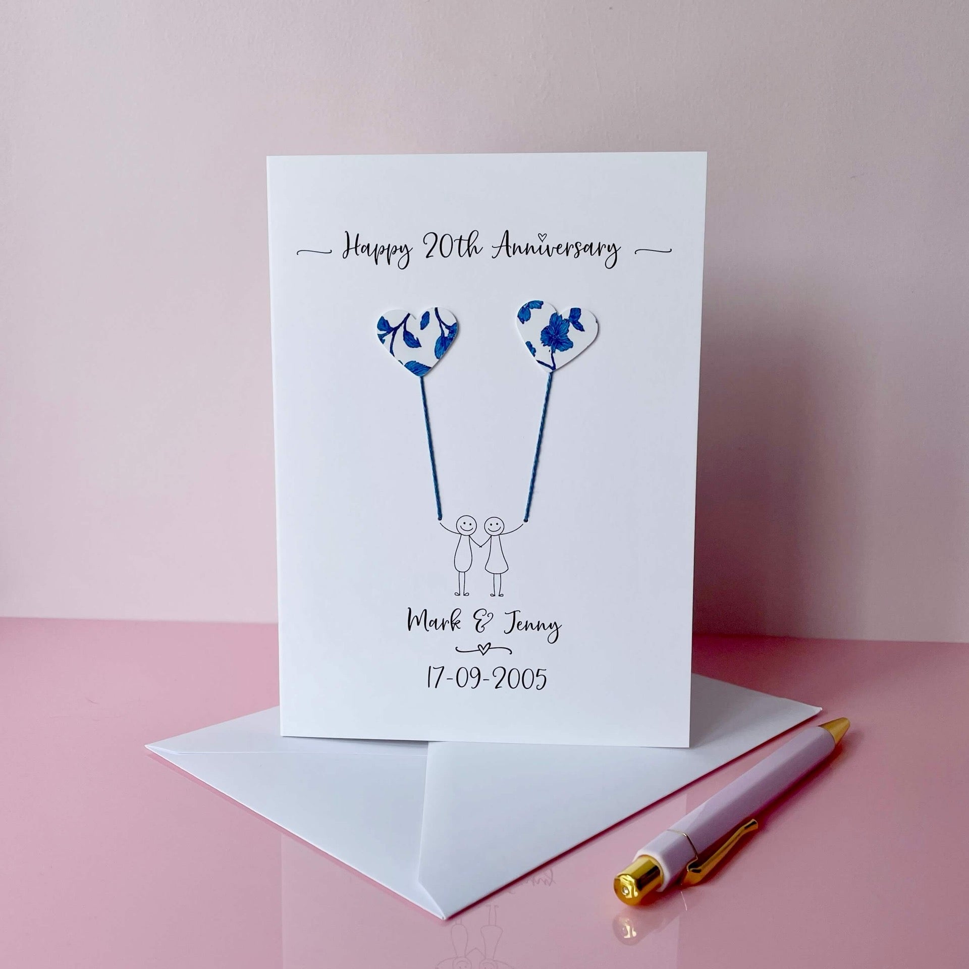Personalised 20th anniversary card (China wedding anniversary)