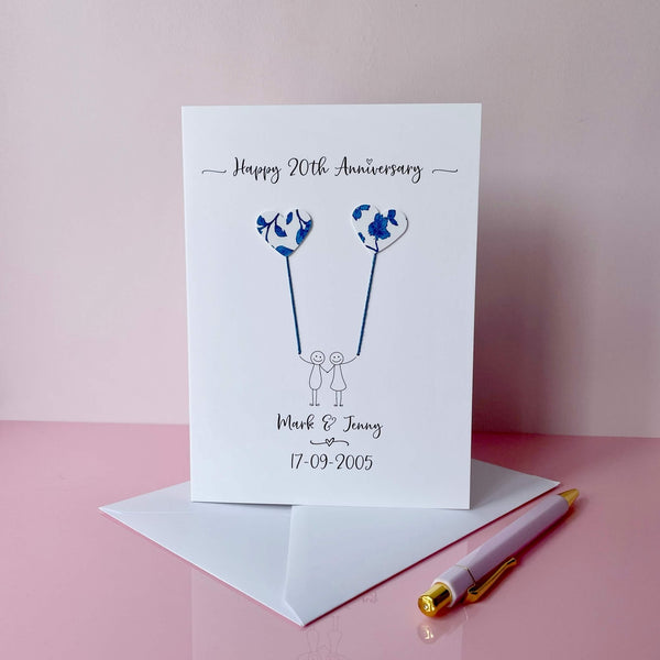 Personalised 20th anniversary card (China wedding anniversary)