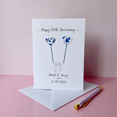 Personalised 20th anniversary card (China wedding anniversary)
