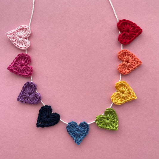 Rainbow crochet heart mini bunting