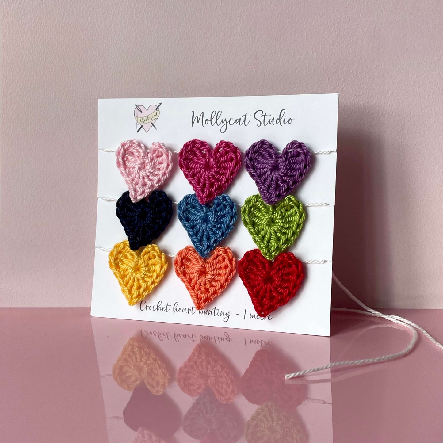 Rainbow crochet heart mini bunting