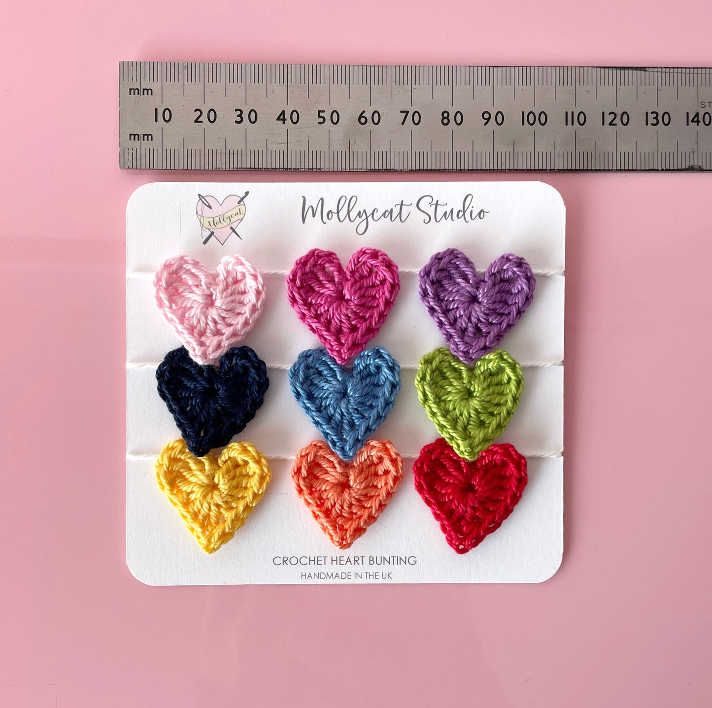 Rainbow crochet heart mini bunting