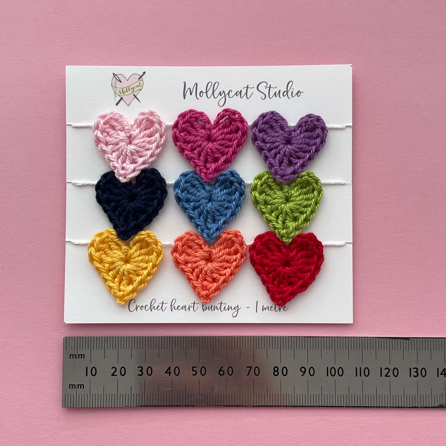 Rainbow crochet heart mini bunting