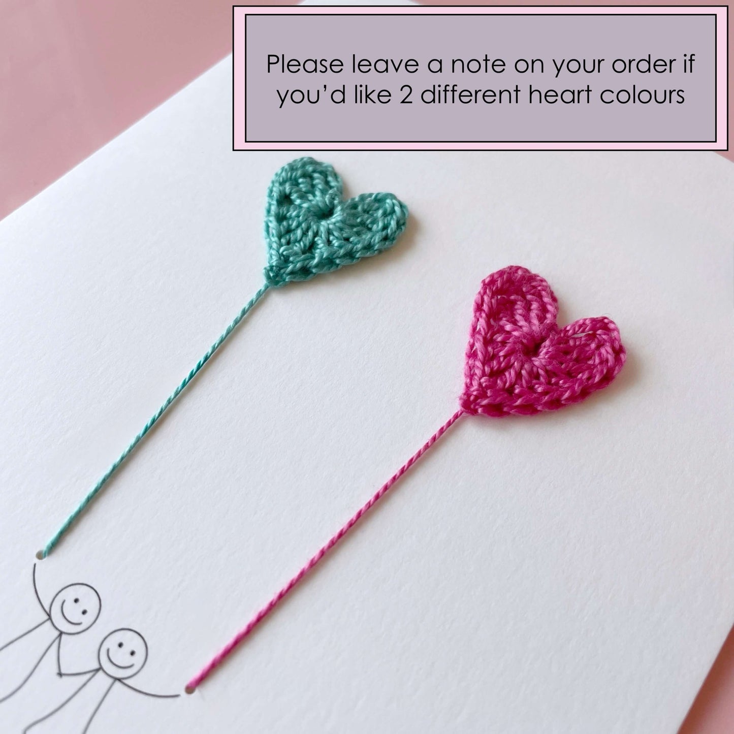 Simple Father's Day card with crochet hearts