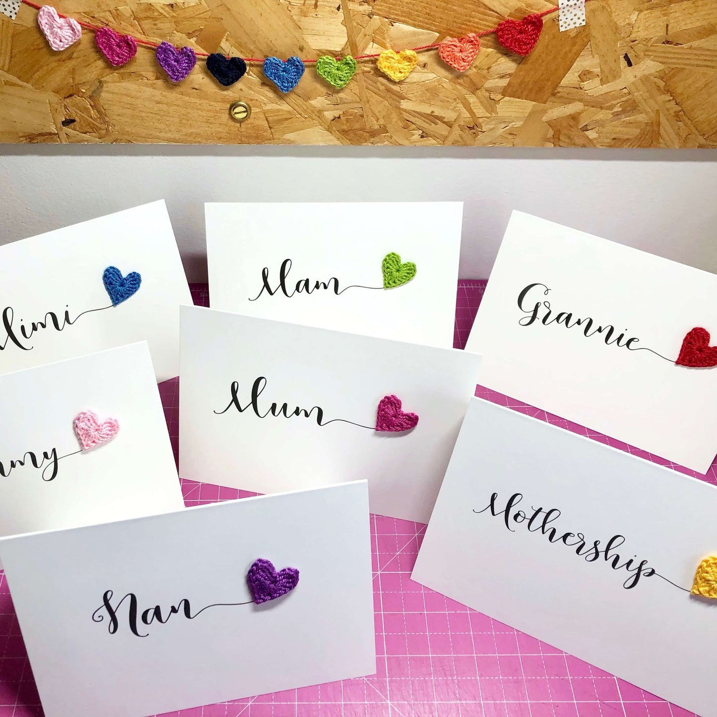 Mother's Day crochet heart card